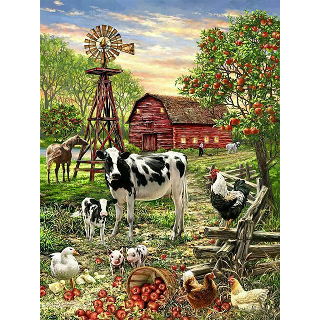 Cow Diamond Painting, Today is A Good Day, Farm Animal Painting, Farm  Picture, Barnyard Cow, Cow With Sunflowers, Black and Whitw Cow 