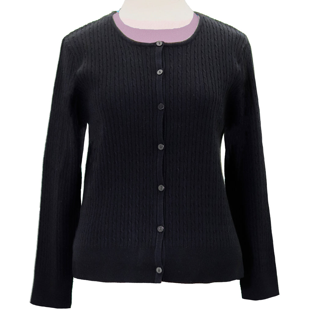 Women's Round Neck Cable Cardigan Sweater 9811