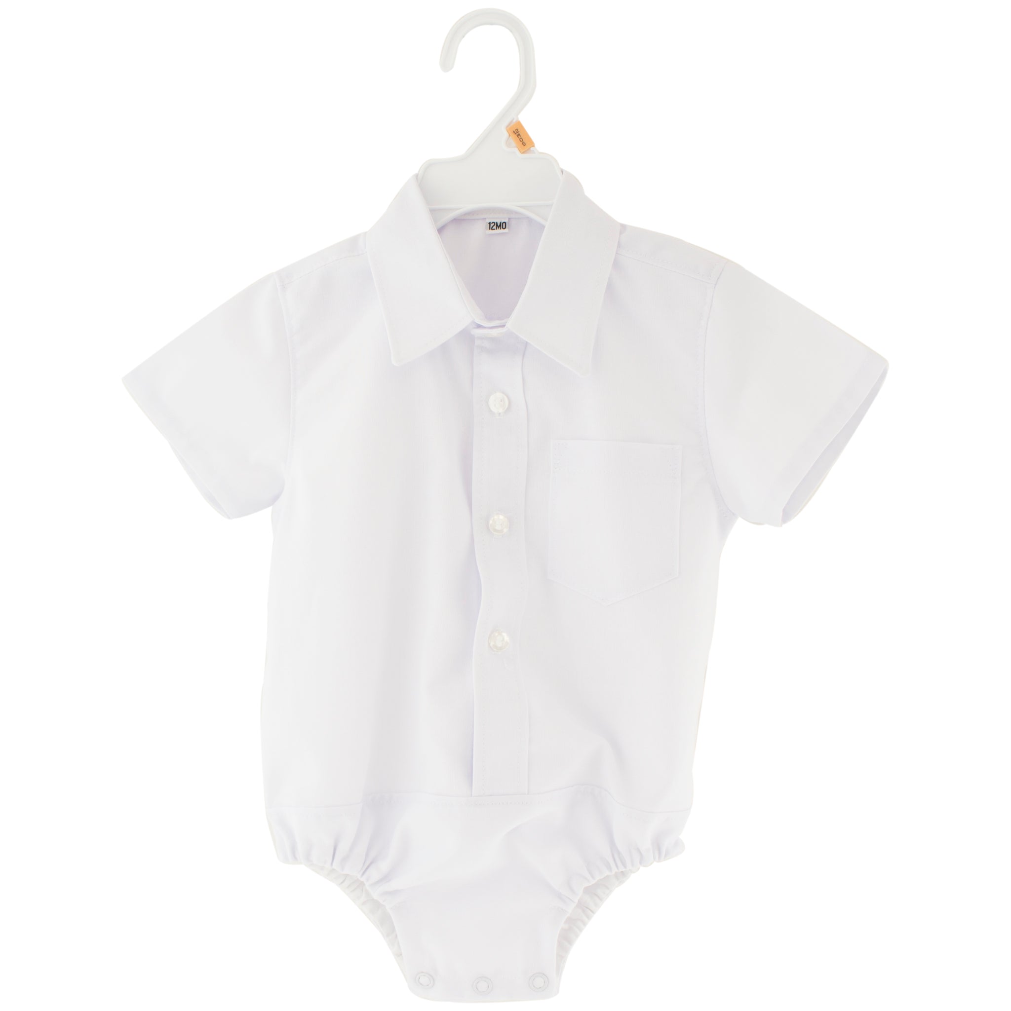 Baby Boys White Collared Short Sleeve Bodysuit