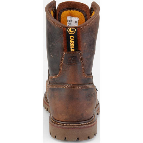 Back view Carolina work boots, leather.