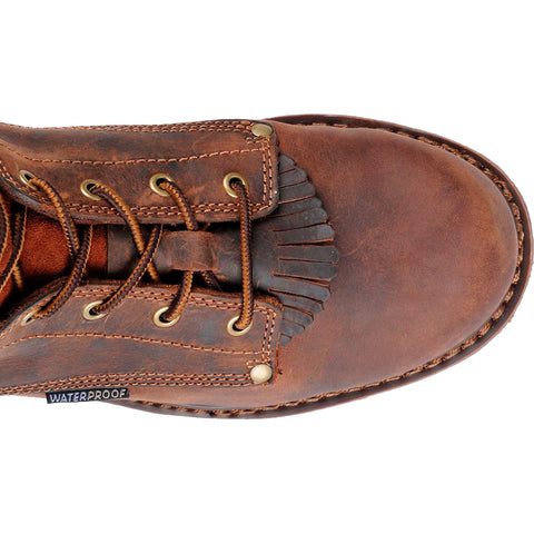 Top view, Carolina work boots with removable kiltie.