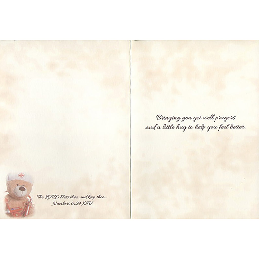 Get Well Teddy Bear Praying Bless You - RELIGIOUS - Get Well Greeting  Card NEW
