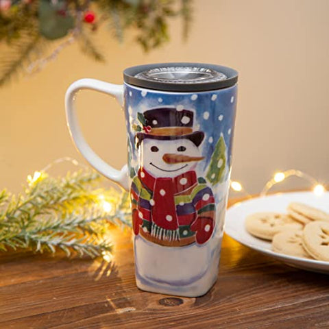Ceramic Travel Cup Snowman 3CLC97004