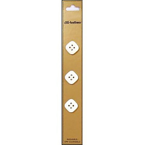 14 mm white rounded square buttons