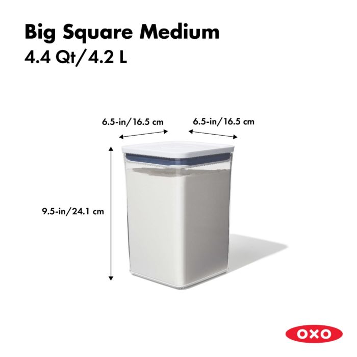 OXO 4.4 qt. Medium Big Square Steel Pop Container