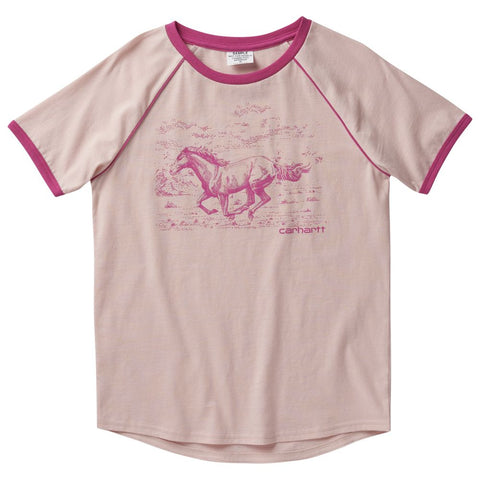 Girl's Short Sleeve Etched Horse Tee-Shirt CA9866