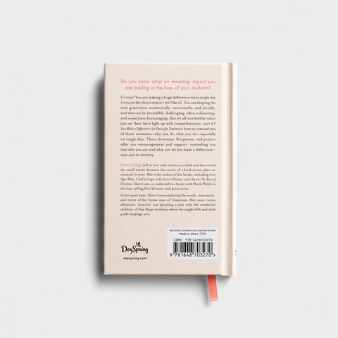 You Make a Difference: 50 Devos for Teachers Back Cover