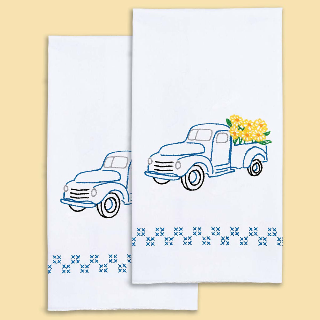 Stitch 'Em Up 18 x 28 Flour Sack Towel Embroidery Fabric 2pk