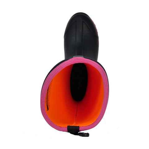 Dryshod women's Legend MXT Hi boot in black and pink, top view