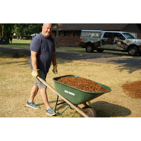Man pushing wheelbarrow