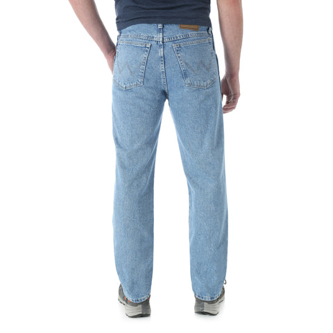 Back view of Wrangler stonewashed jeans.