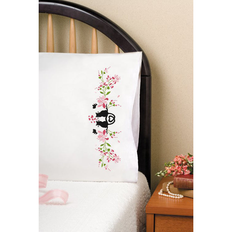 Tobin Stamped Pillowcases, Bicycle, 20\" X 30\" Embroidery Kit, White...