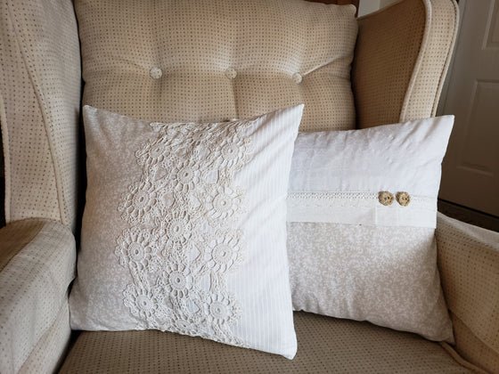 How to Make Shabby Chic Pillow Shams with Lace and Buttons