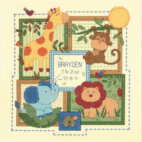 Safari Birth Record Cross Stitch Kit 70-73543
