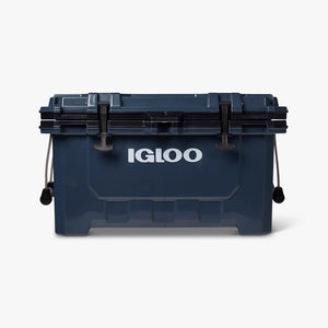 Igloo IMX 70 quart cooler in rugged blue, front view