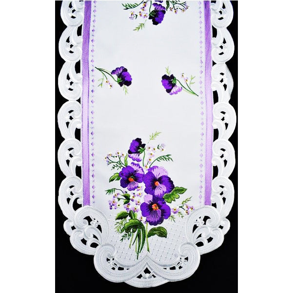 Purple Pansy Doily Runner 0010