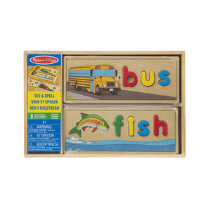See and spell learning toy. Front of package.