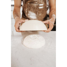 Talisman Proofing Basket with Embosser 00546 shown in bread dough