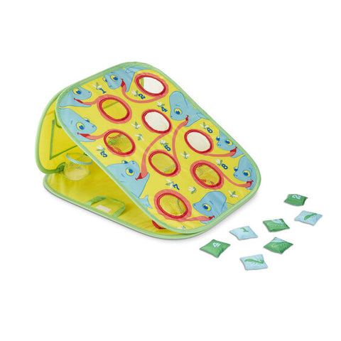 Bean bag toss with 8 holes and chameleons