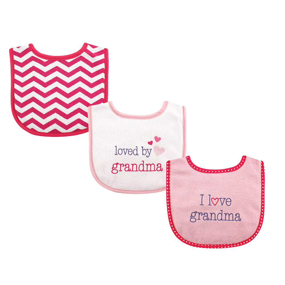 3-Pack Baby Girls' Grandma Drooler Bibs 02367