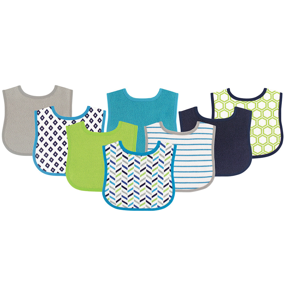 8-Pack Baby Boys' Geometric Drooler Bibs 02376