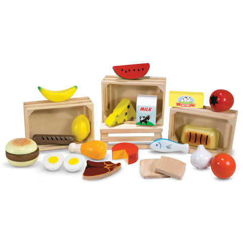 wooden food group set display