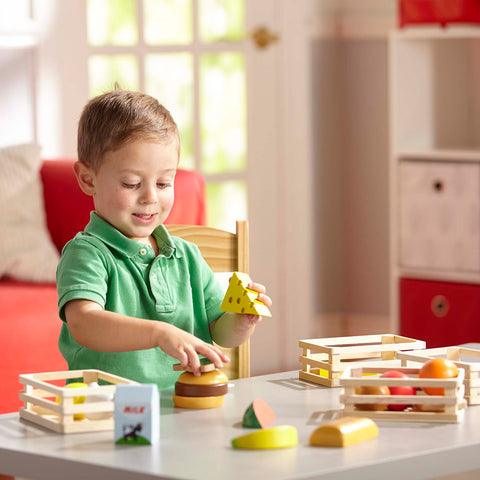 wooden food group set in use