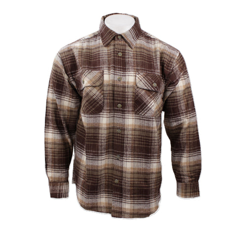 Good Traditions men's Juneau brawny flannel shirt in earth brown plaid