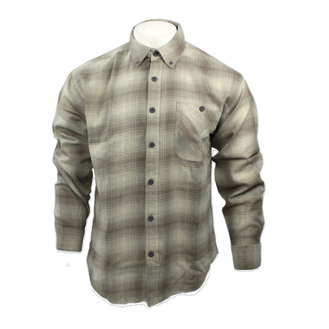 Good Traditions men's Yellowstone midweight flannel shirt in khaki plaid