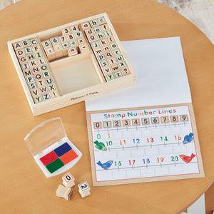 Wooden stamp set pieces.