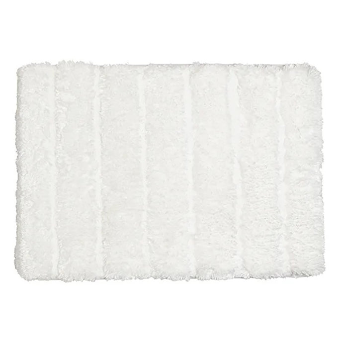 White Luxe Ribbed Memory Foam Bath Mat