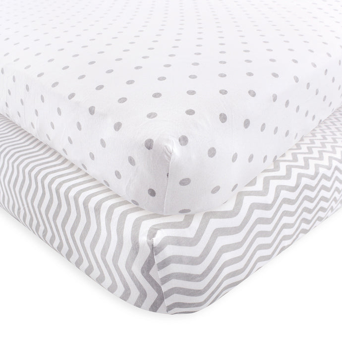 2-Pack Gray Chevron Dot Fitted Crib Sheets 04183