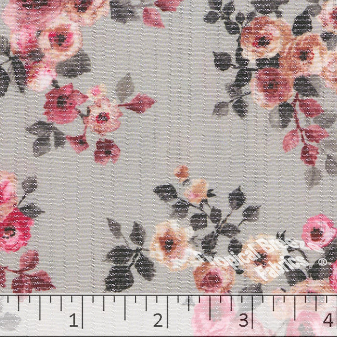 Tropical Breeze Fabrics Poly Rayon Floral Print Fabric 04420-GY