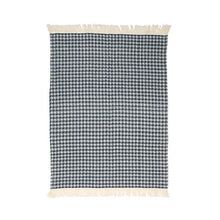 Navy Waffle Weave Kitchen Towel with Fringe