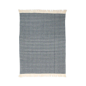 Navy Waffle Weave Kitchen Towel with Fringe