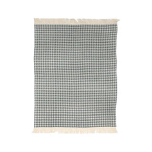 Charcoal Waffle Weave Kitchen Towel with Fringe