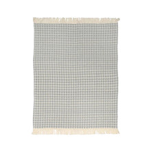 Gray Waffle Weave Kitchen Towel with Fringe