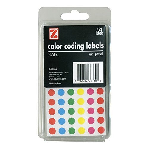 The 38 Collection - 1/4 Color Coding Permanent Dot Sticker Kit: 1140/Pack