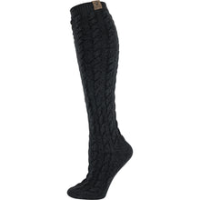 Black Women's Cable Knit Knee High Socks