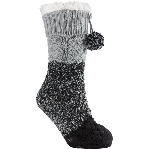 Anthracite Women's Basketweave Knit Slipper Socks 06LXK12221