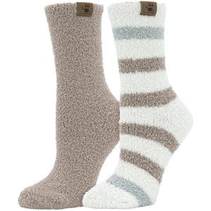 Egret Rugby Stripe Women's 2-Pack Cozy Crew Socks 06LXR16272