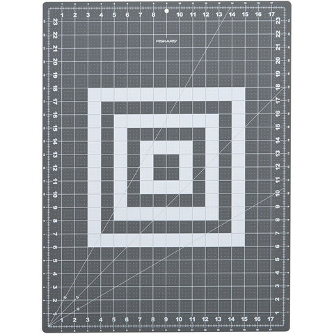 Back side of Fiskars gray self-healing cutting mat for fabric