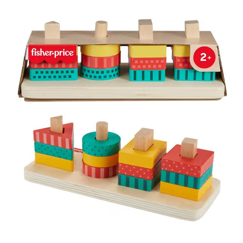 Wood Toddler Toy Shape Stacker, 13-Piece Wooden Sorting Activity HXV05