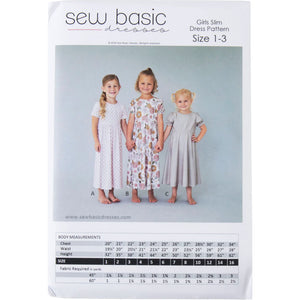 Girls' Slim Dress Patterns size 1-3