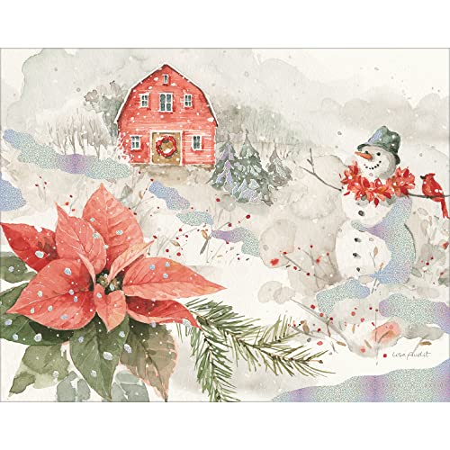 Poinsettia Village Christmas Boxed Cards 1004898