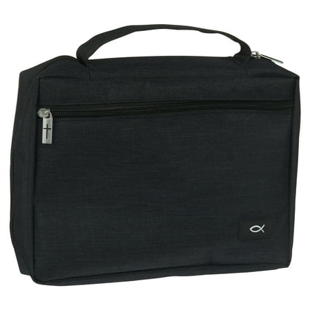 Jet Black Poly-canvas Value Bible Cover with Ichthus Patch BBS783