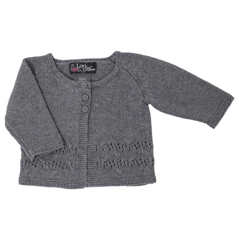 gray, Girls' Eyelet Cardigan 1018