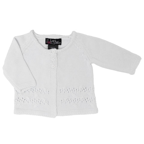 white, Infant Girls' Eyelet Cardigan 1018