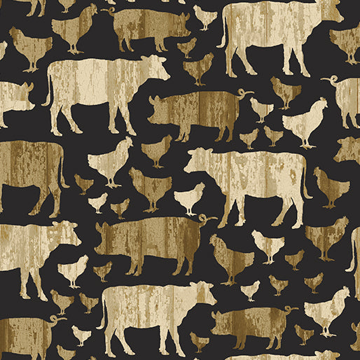 Benartex Quilt Barn Collection Large Animals Cotton Fabric 10192-12