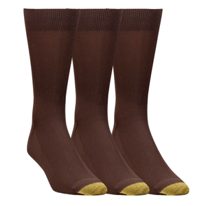 Brown 3-Pack Men's Extended Metropolitan Crew Socks 101E